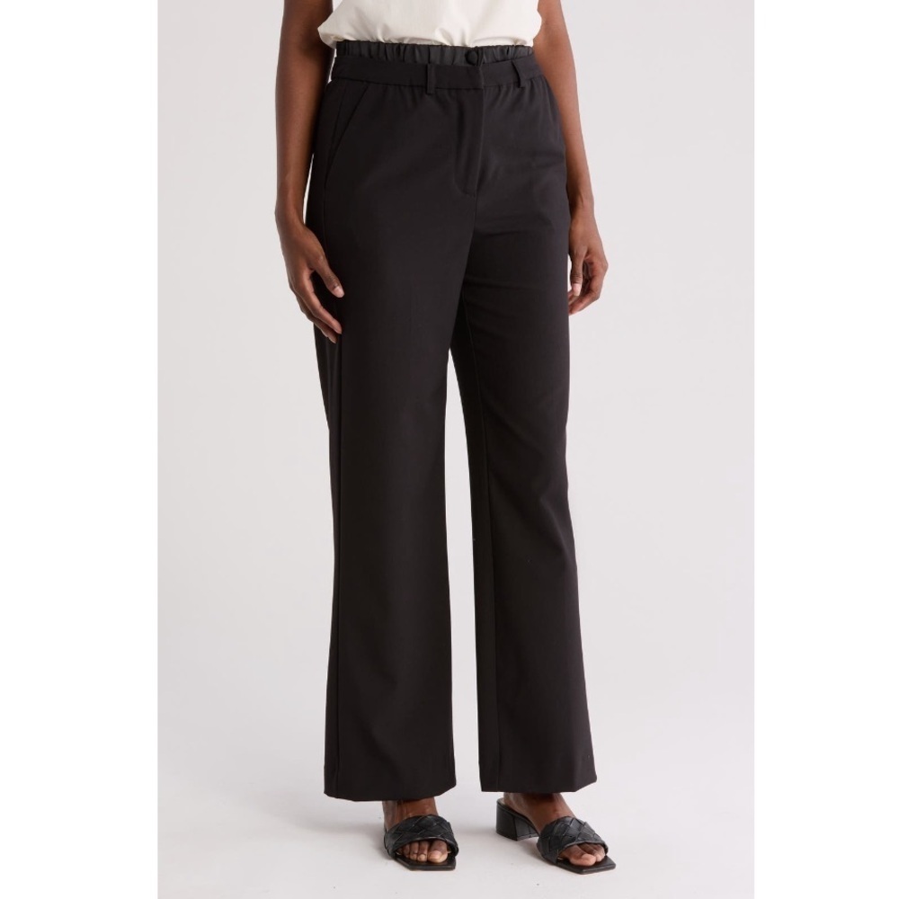 Ellen Tracy Women's Wide Leg Pull-On Black Pants Trousers Sz Medium